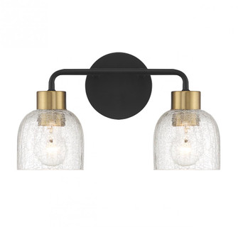 Flagler 2-Light Bathroom Vanity Light in Matte Black with Warm Brass Accents (641|L8-5900-2-143)