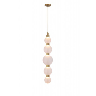 Zayna 5-Light 36''H LED Pendant in Aged Brass/White Glass (4450|HF7960-AB-WHT)