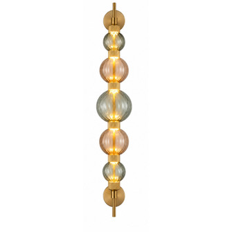 Zayna 5-Light 44''H LED Wall Sconce in Aged Brass/Green and Brown Glass (4450|HF7950-AB-GBG)