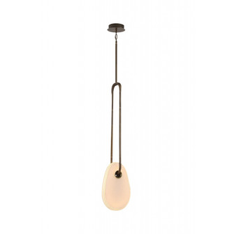 Palmea 1-Light 37''H Oval White Glass LED Pendant in Aged Brass (4450|HF7122-AB-WHT)