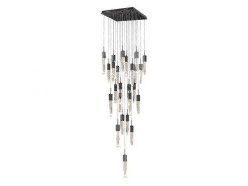 Aspen  25 Light Multi  Pendant in Dark Bronze with Bubbled Crystal (4450|HF1904-25-AP-DBZ)