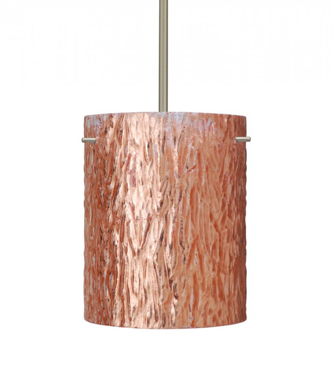 Besa Stem Pendant Tamburo 8 Satin Nickel Stone Copper Foil 1x100W Medium Base (127|1TT-4006CS-SN)