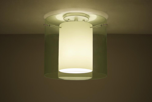Besa Ceiling Pahu 12 Satin Nickel Transparent Olive/Opal 1x100W Medium Base (127|1KM-L18407-SN)