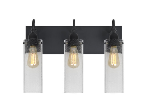 Besa Juni 10 Vanity, Clear Bubble, Black Finish, 3x7W LED Filament (127|3WG-JUNI10CL-EDIL-BK)