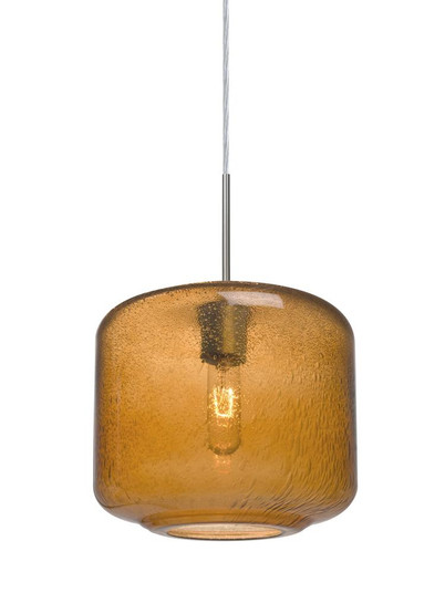 Besa Niles 10 Pendant For Multiport Canopy, Amber Bubble, Satin Nickel Finish, 1x60W (127|J-NILES10AM-SN)