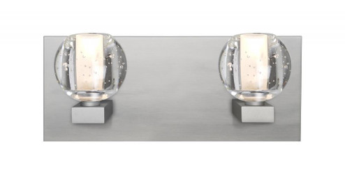 Besa, Boca Vanity, Clear Bubble, Satin Nickel Finish, 2x3W LED (127|2WF-BOCABB-LED-SN)