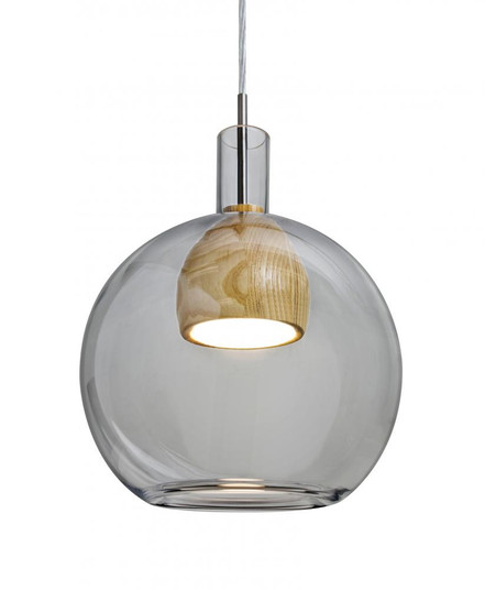 Besa, Benji Cord Pendant, Smoke/Natural, Satin Nickel Finish, 1x9W LED (127|1JT-BENJISMNA-LED-SN)