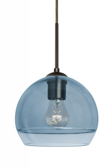 Besa, Ally 8 Cord Pendant, Coral Blue/Clear, Bronze Finish, 1x60W Medium Base (127|1JC-ALLY8BL-BR)