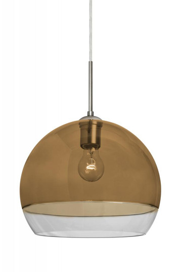 Besa, Ally 12 Cord Pendant, Amber/Clear, Satin Nickel Finish, 1x60W Medium Base (127|1JT-ALLY12AM-SN)