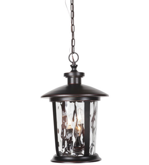 Summerhays 18.5'' 3 Light Outdoor Pendant in Oiled Bronze Gilded with Clear Hammered Glass (20|Z7121-OBG)