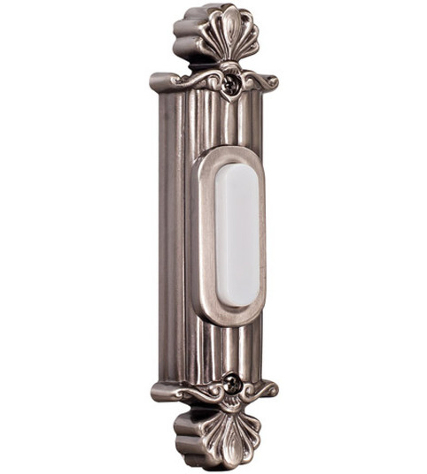 Surface Mount Straight Ornate LED Lighted Push Button in Antique Pewter (20|BSSO-AP)