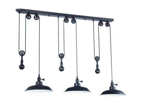 3 Light Pulley Pendant in Aged Bronze (20|P403-ABZ)