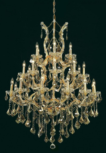 Maria Theresa 28 light Gold Chandelier Golden Teak (Smoky) Royal Cut Crystal (758|2800D38G-GT/RC)