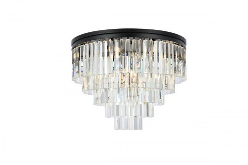 Sydney 17 light Matte Black Flush Mount Clear Royal Cut Crystal (758|1201F32MB/RC)