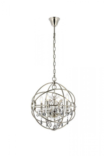 Geneva 4 light polished nickel Pendant Silver Shade (Grey) Royal Cut crystal (758|1130D17PN-SS/RC)