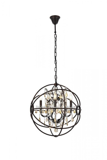 Geneva 5 light Dark Bronze Pendant Golden Teak (Smoky) Royal Cut crystal (758|1130D20DB-GT/RC)