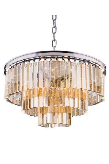 Sydney 9 Light Polished Nickel Chandelier Golden Teak (Smoky) Royal Cut Crystal (758|1201D26PN-GT/RC)