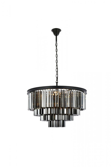 Sydney 17 light Matte Black Chandelier Silver Shade (Grey) Royal Cut Crystal (758|1201D32MB-SS/RC)