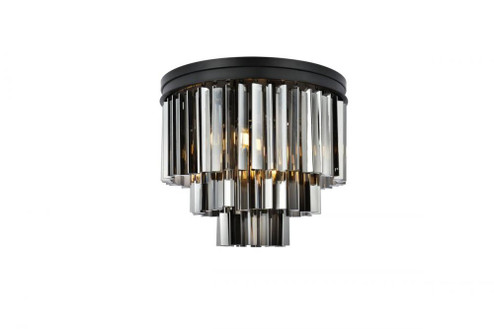 Sydney 9 light Matte Black Flush Mount Silver Shade (Grey) Royal Cut Crystal (758|1201F20MB-SS/RC)