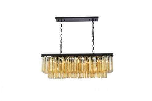 Sydney 12 light Matte Black Chandelier Golden Teak (Smoky) Royal Cut Crystal (758|1202D40MB-GT/RC)