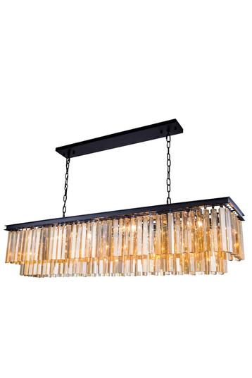 Sydney 12 Light Matte Black Chandelier Golden Teak (Smoky) Royal Cut Crystal (758|1202D60MB-GT/RC)