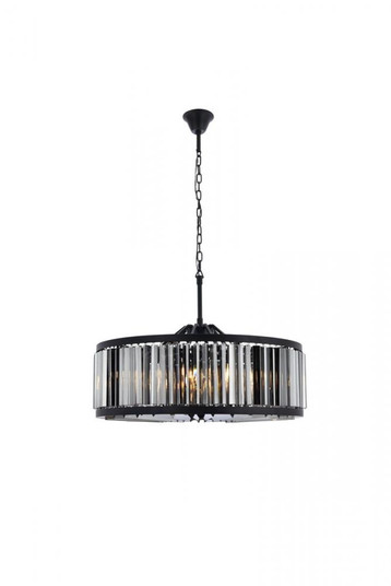 Chelsea 10 light Matte Black Chandelier Silver Shade (Grey) Royal Cut Crystal (758|1203D35MB-SS/RC)