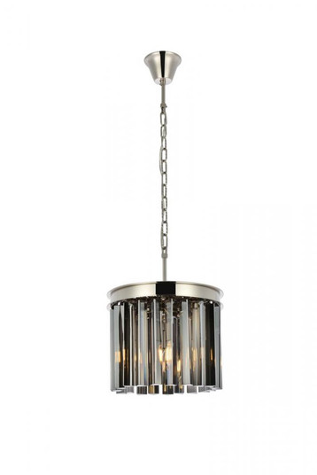 Sydney 3 light polished nickel Pendant Silver Shade (Grey) Royal Cut Crystal (758|1208D12PN-SS/RC)