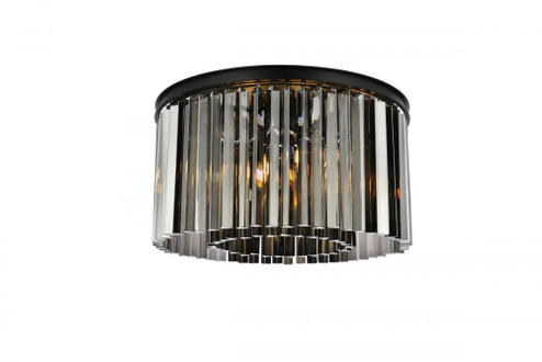 Sydney 8 light Matte Black Flush Mount Silver Shade (Grey) Royal Cut Crystal (758|1208F26MB-SS/RC)