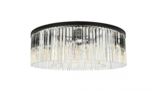 Sydney 10 light Matte Black Flush Mount Clear Royal Cut Crystal (758|1208F43MB/RC)