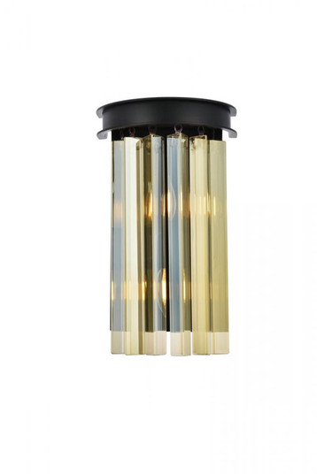 Sydney 2 light Matte Black Wall Sconce Golden Teak (Smoky) Royal Cut Crystal (758|1208W8MB-GT/RC)