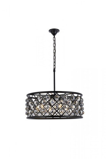 Madison 6 light Matte Black Chandelier Silver Shade (Grey) Royal Cut Crystal (758|1214D25MB-SS/RC)