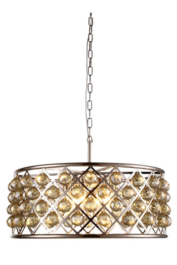 Madison 6 Light Polished Nickel Chandelier Golden Teak (Smoky) Royal Cut Crystal (758|1214D25PN-GT/RC)