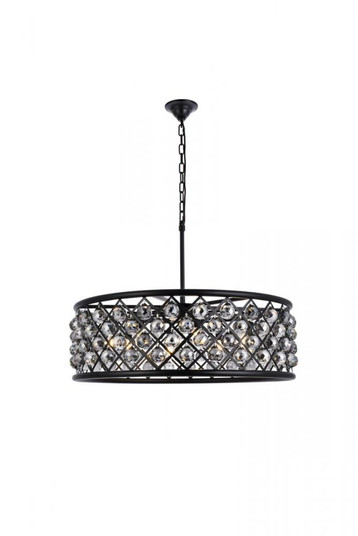 Madison 8 light Matte Black Chandelier Silver Shade (Grey) Royal Cut Crystal (758|1214D32MB-SS/RC)