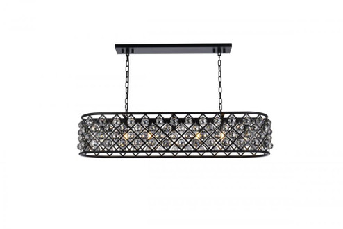 Madison 7 light Matte Black Chandelier Silver Shade (Grey) Royal Cut Crystal (758|1216G50MB-SS/RC)