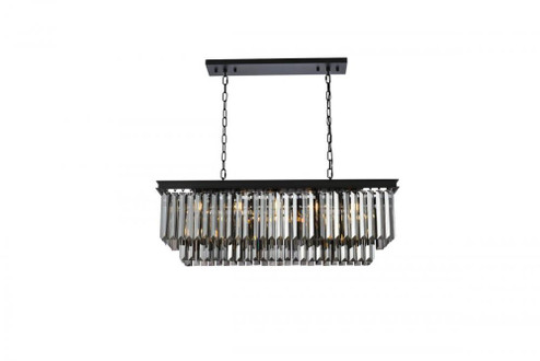 Sydney 12 light Matte Black Chandelier Silver Shade (Grey) Royal Cut Crystal (758|1232D40MB-SS/RC)