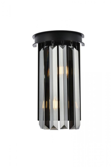 Sydney 2 light Matte Black Wall Sconce Silver Shade (Grey) Royal Cut Crystal (758|1238W8MB-SS/RC)