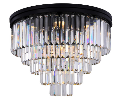 Sydney 17 Light Matte Black Flush Mount Clear Royal Cut Crystal (758|1231F32MB/RC)