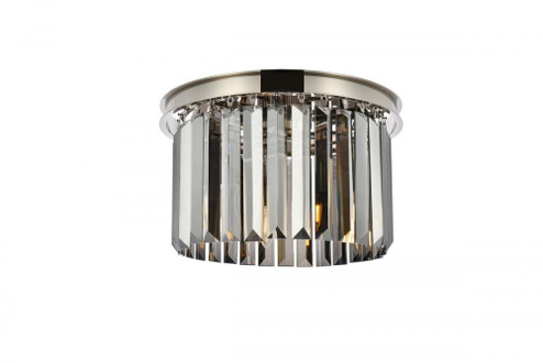 Sydney 3 light polished nickel Flush Mount Silver Shade (Grey) Royal Cut Crystal (758|1238F16PN-SS/RC)