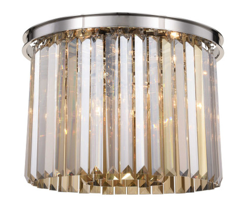 Sydney 6 Light Polished Nickel Flush Mount Golden Teak (Smoky) Royal Cut Crystal (758|1238F20PN-GT/RC)