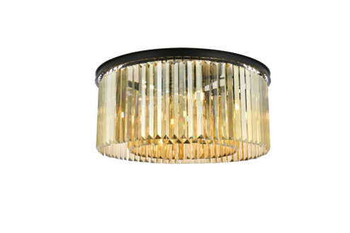Sydney 8 light Matte Black Flush Mount Golden Teak (Smoky) Royal Cut Crystal (758|1238F31MB-GT/RC)