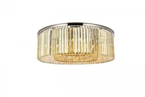 Sydney 10 light polished nickel Flush Mount Golden Teak (Smoky) Royal Cut Crystal (758|1238F43PN-GT/RC)
