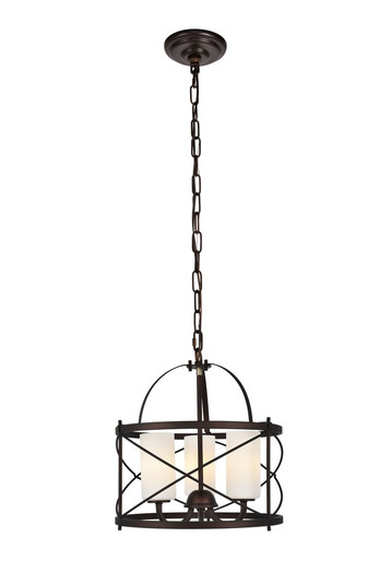 Wren Collection Pendant D15.8 H17.3 Lt:3 Dark Copper Brown and Frosted White Finish (758|LD5013D16DCB)