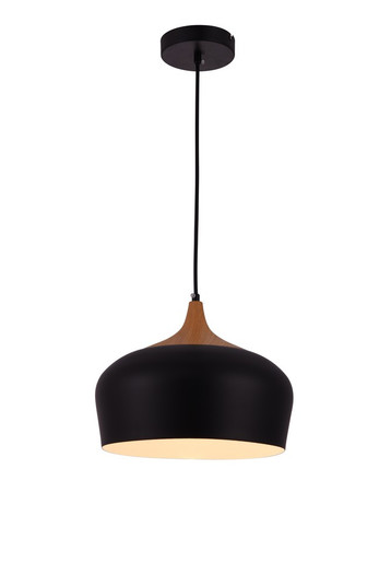 Nora Collection Pendant D11.5in H9in Lt:1 Black and Natural Wood Finish (758|LDPD2005)