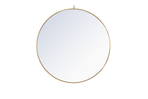 Metal Frame Round Mirror with Decorative Hook 42 Inch Brass Finish (758|MR4065BR)