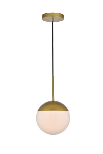 Eclipse 1 Light Brass Pendant with Frosted White Glass (758|LD6030BR)