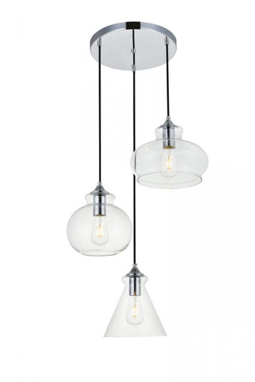 Destry 3 Lights Chrome Pendant With Clear Glass (758|LD2247C)