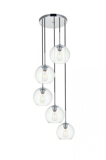 Baxter 5 Lights Chrome Pendant With Clear Glass (758|LD2226C)