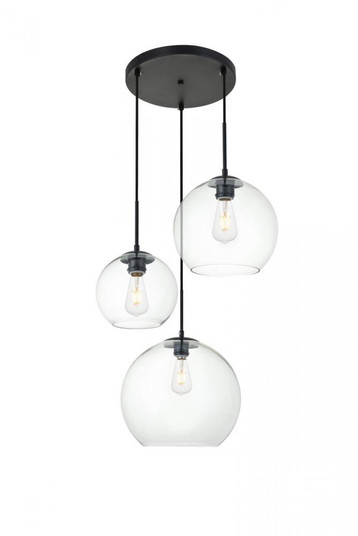 Baxter 3 Lights Black Pendant With Clear Glass (758|LD2218BK)
