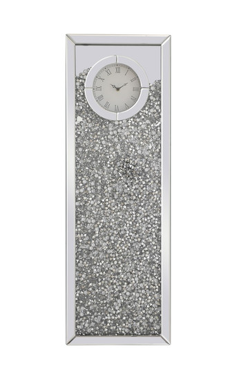 12 Inch Rectangle Crystal Wall Clock Silver Royal Cut Crystal (758|MR9206)