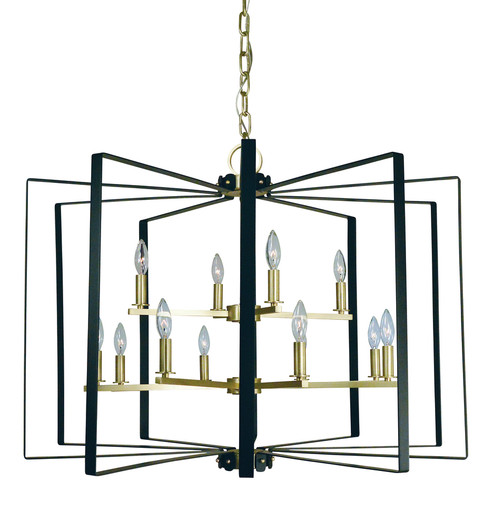 12-Light Polished Nickel/Matte Black Camille Chandelier (84|3058 PN/MBLACK)